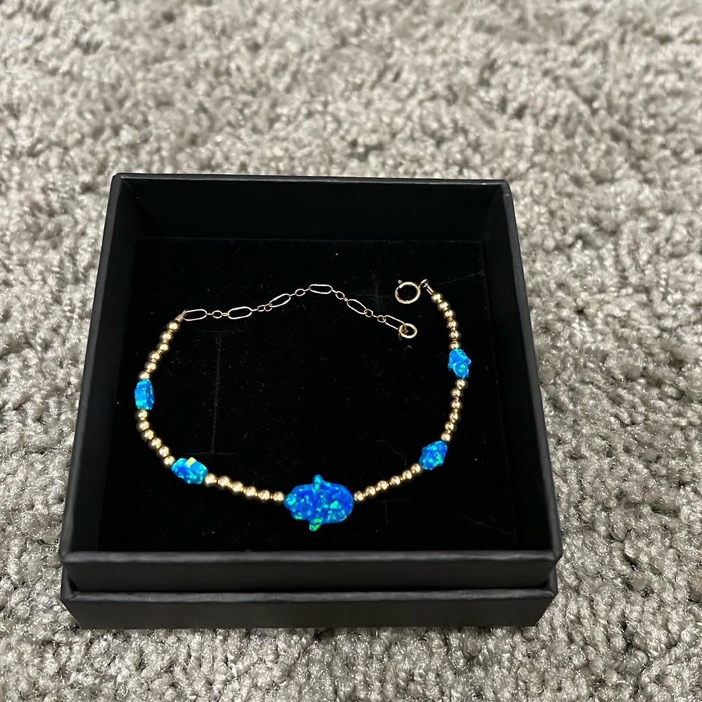 Hand of Fatima Blue Opal Bracelet